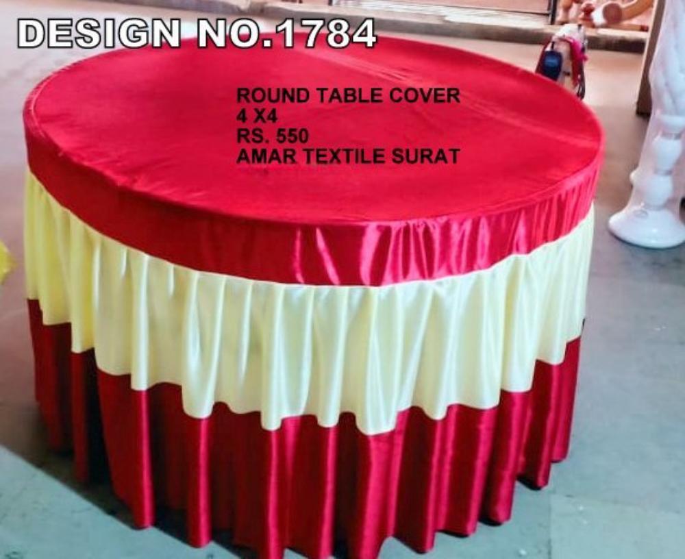 Fancy Round Table Cover - Lycra Fabric, Full Size, All Colors | Stretchable, Washable, Shiny, Embroidered And Printed Patterns