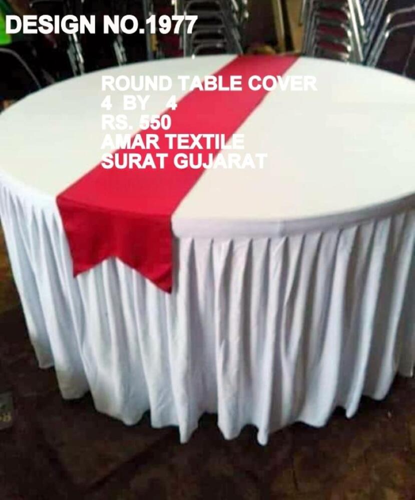 Fancy Round Table Cover - Lycra Fabric, Full Size, All Colors | Stretchable, Washable, Shiny, Embroidered And Printed Patterns