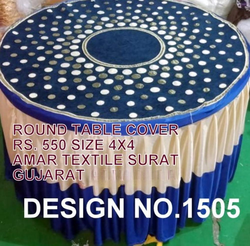 Fancy Round Table Cover - Lycra Fabric, Full Size, All Colors | Stretchable, Washable, Shiny, Embroidered And Printed Patterns