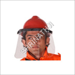 Helmet Safety Face Shield - Polycarbonate 400x250mm Red, Spring Adjustment, Impact Resistant, Lightweight, Replaceable Visor, CE Certified