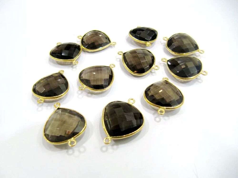 6 Pcs Set Natural Smoky Quartz Heart Shape 20mm