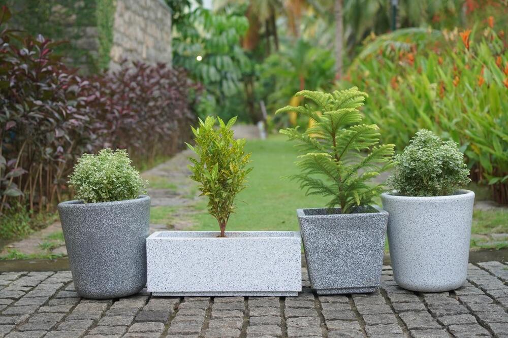 Flower Pots - Color: Marble/ Granite/ Stone Finish