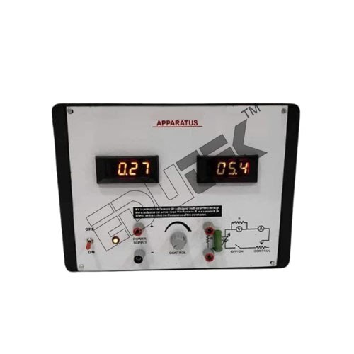 OHM'S LAW APPARATUS WITH ALUMINUM PANEL, 2 DIGITAL PANEL METERS & POWER SUPPLY