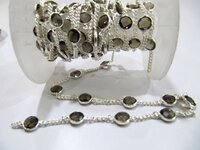 Natural Smoky Quartz Connector Chain, Genuine Smoky Quartz Briolette Coin Shape 7mm