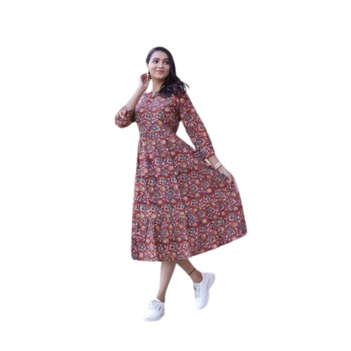 Ladies Printed Cotton Dress - Color: Multicolor