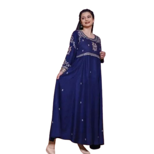 Embroidered Party Wear Gown - Color: Blue