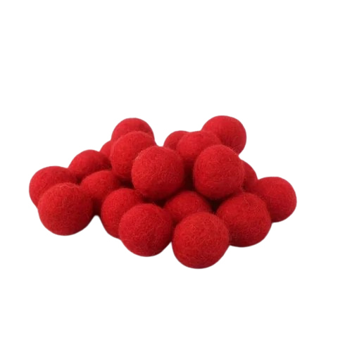 Red Wool Felt Pom Pom - Texture: Plain