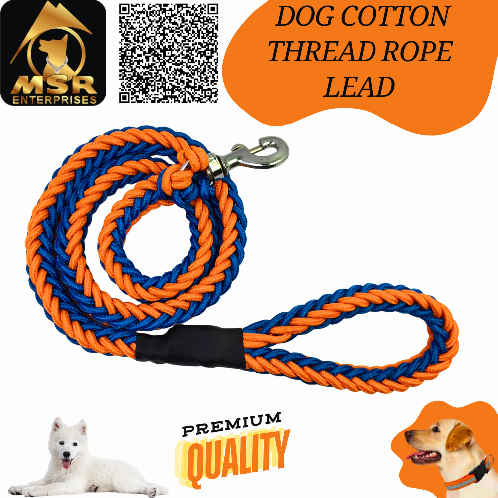 Dog Cotton Thread Lead - 100% Cotton Material, S/m/l/xl Sizes, Multicolor Design | Comfortable, Durable For All Dog Breeds