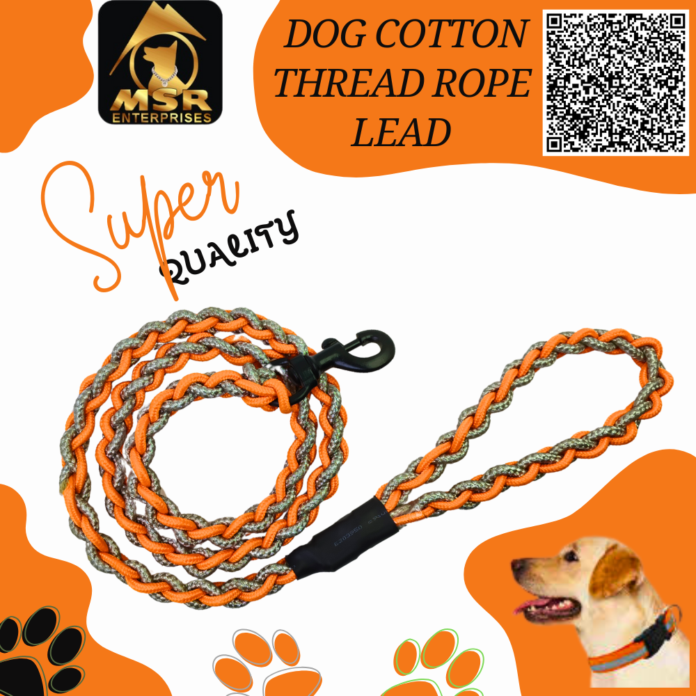 Dog Cotton Thread Lead - 100% Cotton Material, S/m/l/xl Sizes, Multicolor Design | Comfortable, Durable For All Dog Breeds