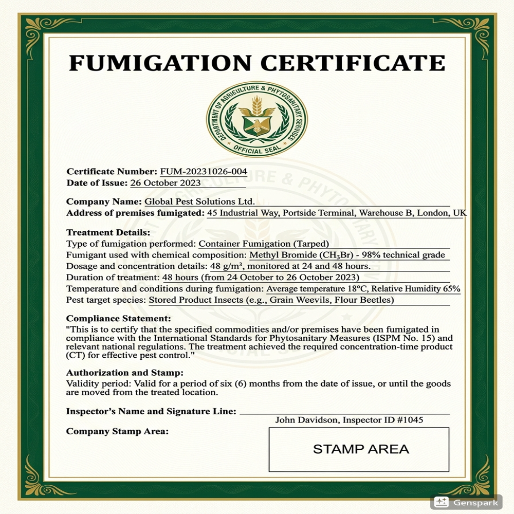 Fumigation Certificate