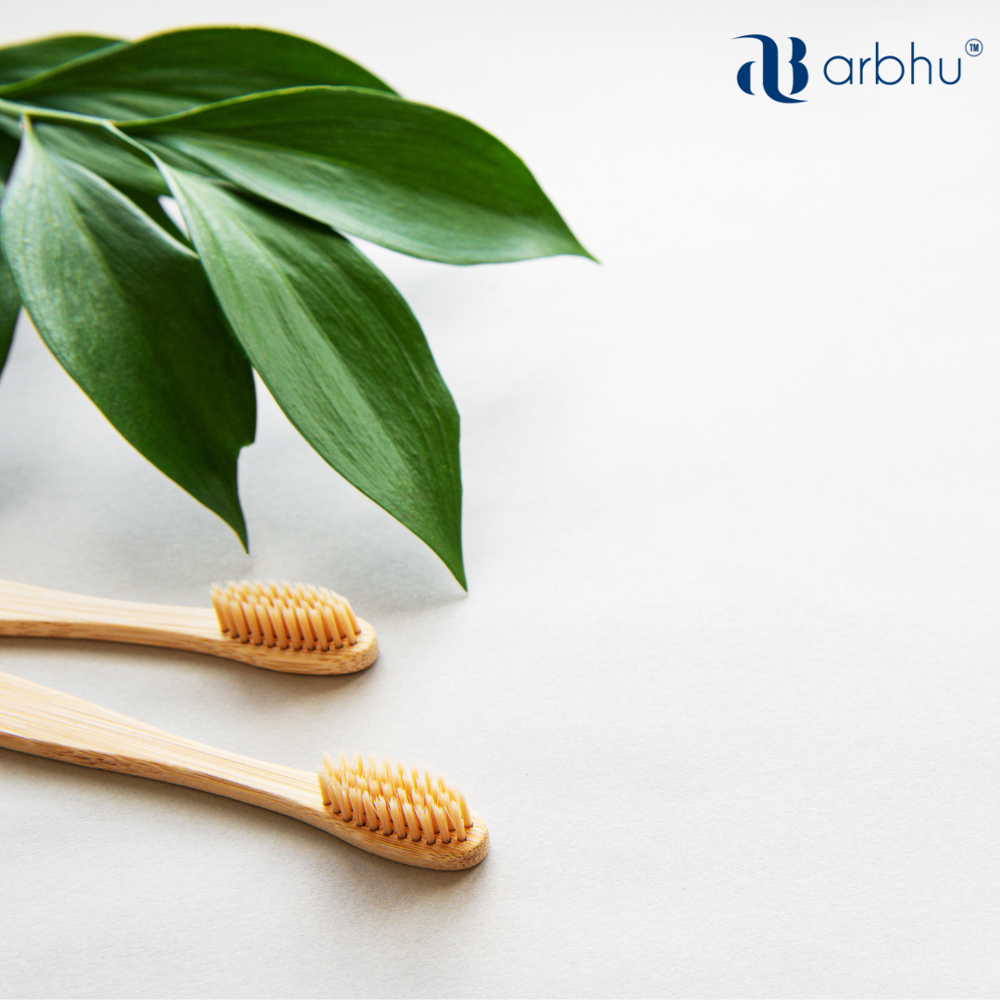 Bamboo Toothbrush - 185 Mm Size, Black Synthetic Bristles | Eco-friendly Design, C Curve Shape, Easy To Use