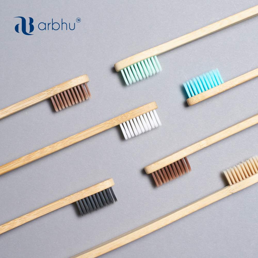 Bamboo Toothbrush - 185 Mm Size, Black Synthetic Bristles | Eco-friendly Design, C Curve Shape, Easy To Use