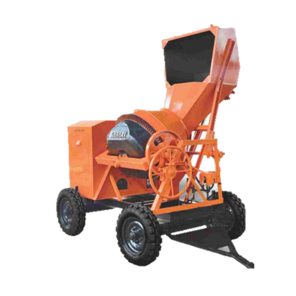 Orange Safari Concrete Mixer 1000 HM (Hydraulic) Crompton Motor With Hopper