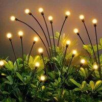 8 LED Solar Powered Firefly Lights - Stainless Steel, 1.5"l x 3.2"w x 1.5"h | Dusk to Dawn Illumination, Waterproof IP65, 20.5% Solar Conversion Rate