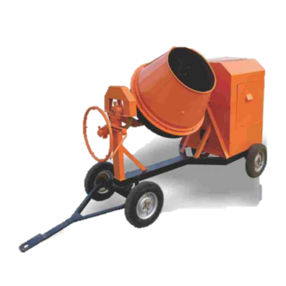 Orange Safari Concrete Mixer 500 M 1/2 Bag Pneumatic Tyre Diesel Prince Engine W/O Hopper