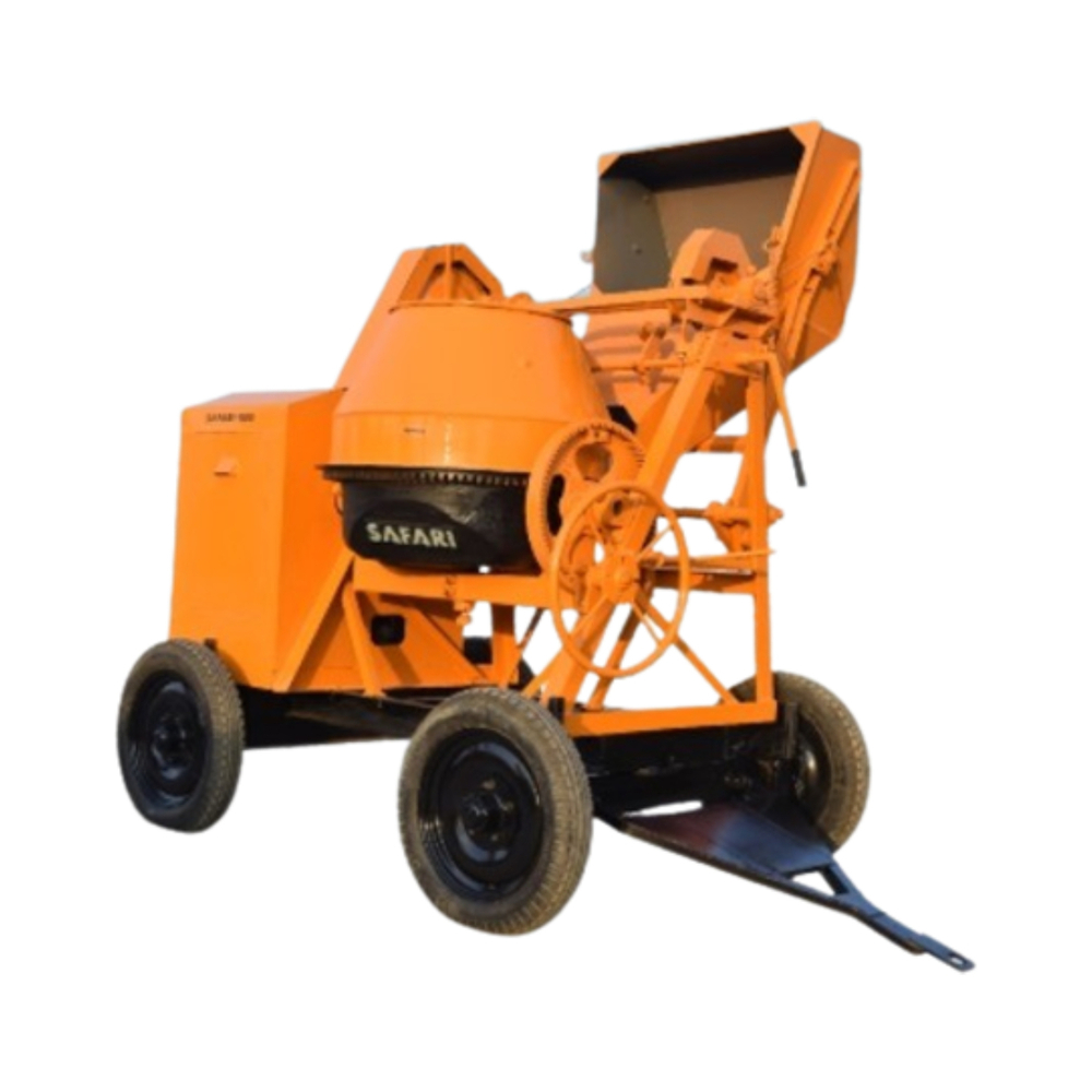 Orange Safari Concrete Mixer 1000 CE P 6.5HP Air Cooled Prince Engine, Hopper With Wire Rope