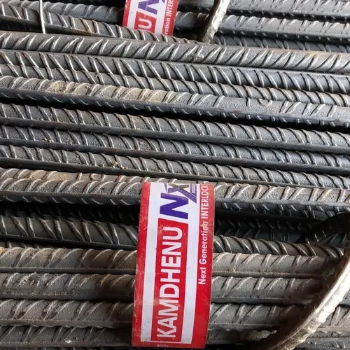 Kamdhenu Tmt Bar - Mild Steel, Different Sizes, Silver Color | Round Shape, Fe 500 Grade, Polished Surface, Corrosion Resistant