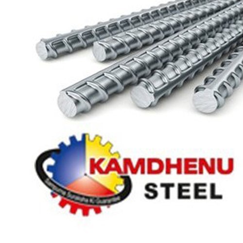 Kamdhenu Tmt Bar - Mild Steel, Different Sizes, Silver Color | Round Shape, Fe 500 Grade, Polished Surface, Corrosion Resistant