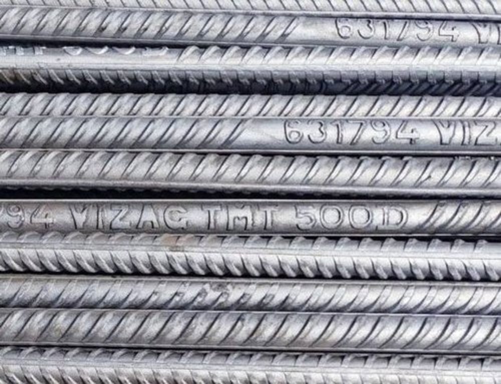 Vizag Tmt Bar - Fe 500 Grade Mild Steel 12 Meter Length Black Color Round Shape Polished Surface Treatment Bend Straight Feature Available