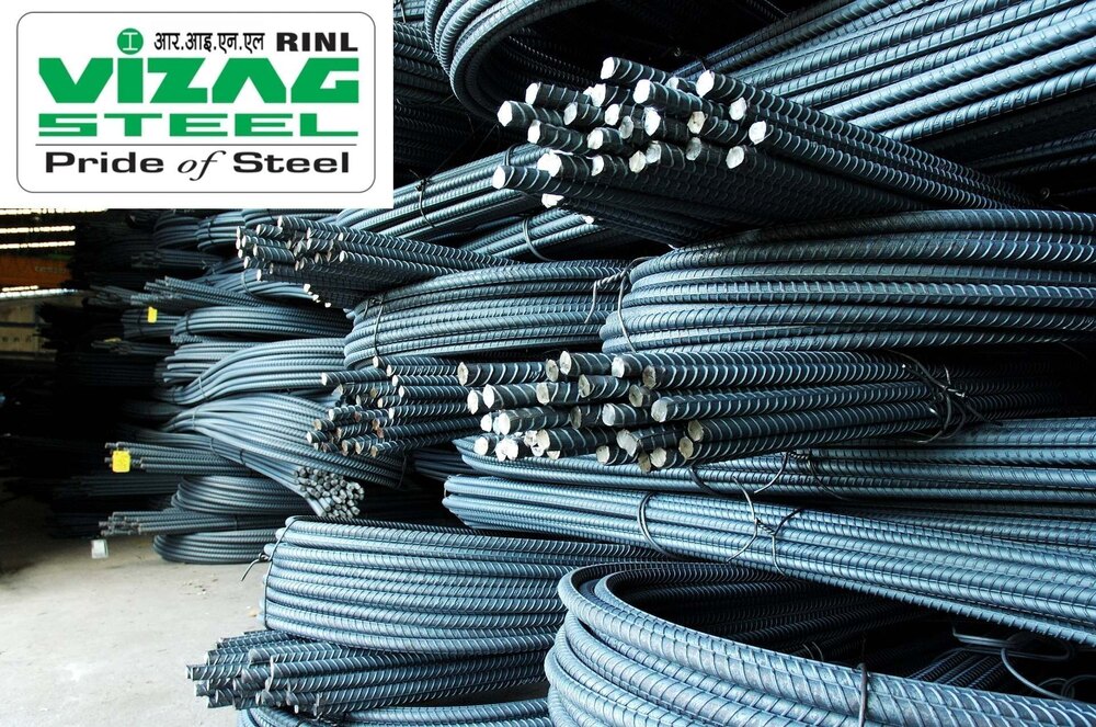 Vizag Tmt Bar - Fe 500 Grade Mild Steel 12 Meter Length Black Color Round Shape Polished Surface Treatment Bend Straight Feature Available
