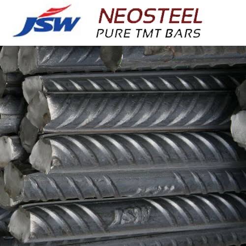 Jsw Ms Steel Tmt Bar - Mild Steel 12 Meter Length Silver Color | Round Shape Polished Finish Grade Fe 500d 20-22 Mm Thickness