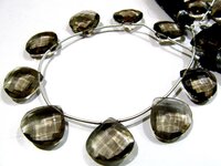 Smoky Quartz Heart shape Briolette Faceted Beads Size 13mm Beads
