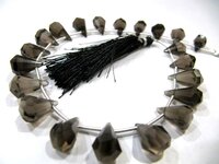 Natural Smoky Quartz Briolette Faceted Teardrop 6x10mm to 9x15mm Beads