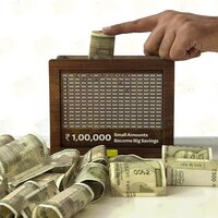 Wooden Coin Piggy Bank Money Box - 8x6x4 Cm | Customizable Savings Goals, Easy Access Design, Motivational Savings Tool For Kids And Adults