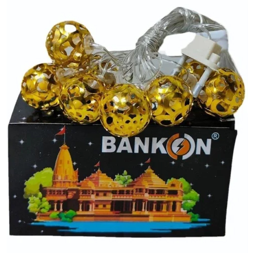 Bankon LED String Light - Plastic, 5m Length, Multicolor Ball Shape, 10 LEDs | Decorative for Home Decor, Indoor/Outdoor, Ideal for Diwali
