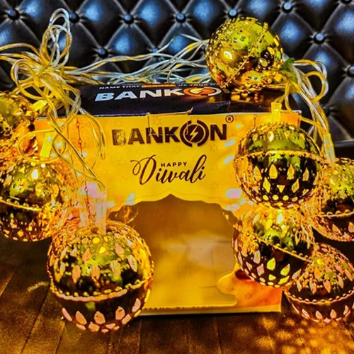 Bankon Plastic Ball Diwali Light - Plastic Material, LED Lighting, Brown Color, Decorative Design | Perfect for Home Festive Ambiance