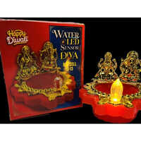 Water Sensor Led Diya Light - High-quality Plastic, Different Sizes, Golden Color | Decorative Solid Design For Diwali Home Decor
