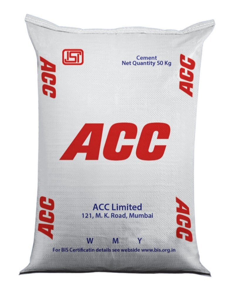 Acc Opc Cement - Grey Powder, 50 Kg | Grade 43, Compressive Strength 27 (3 Days Min), Reduced Free Lime Leaching, Less Heat, Ultimate Higher Strength