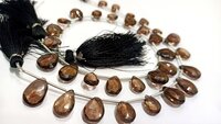 Natural Smoky Quartz Pear shape Briolette Faceted Beads 9x12 to 10x14 mm Beads