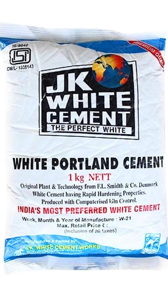 Jk White Cement - Natural Fine Sand, 50 Kg | Whiteness 90%, Available Grades 43, 53, Ppc