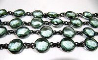 Green Amethyst Quartz Briolette Faceted Round Coin Shape 11mm to 12mm