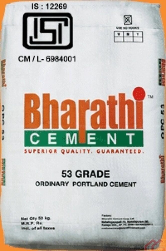 Bharathi Opc 53 Grade Cement - Natural Sand, 50 Kilograms, Grey Color | Fine Sand Fineness, High Corrosion Resistance, Ideal For Infrastructure Projects