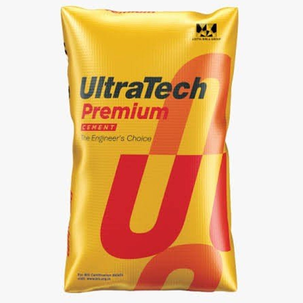 Ultratech Premium Cement - Common Cement, 50 Kilograms (Kg) Weight, Grey Color, Fine Natural Sand | Ideal For Residential, Commercial, And Industrial Applications