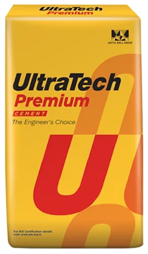 Ultratech Premium Cement - Common Cement, 50 Kilograms (Kg) Weight, Grey Color, Fine Natural Sand | Ideal For Residential, Commercial, And Industrial Applications