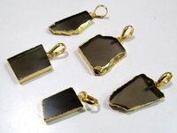 2 Pcs Set-natural Smoky Quartz Slice Pendan - Color: Brown