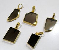 2 Pcs Set-Natural Smoky Quartz Slice Pendan