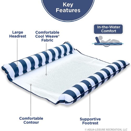 Pool Float Double (52*52) - Thick Non-stick Pvc, 132l X 132w Centimeters, Multicolor | Versatile Water Hammock For Pool, Beach, And Lake Fun