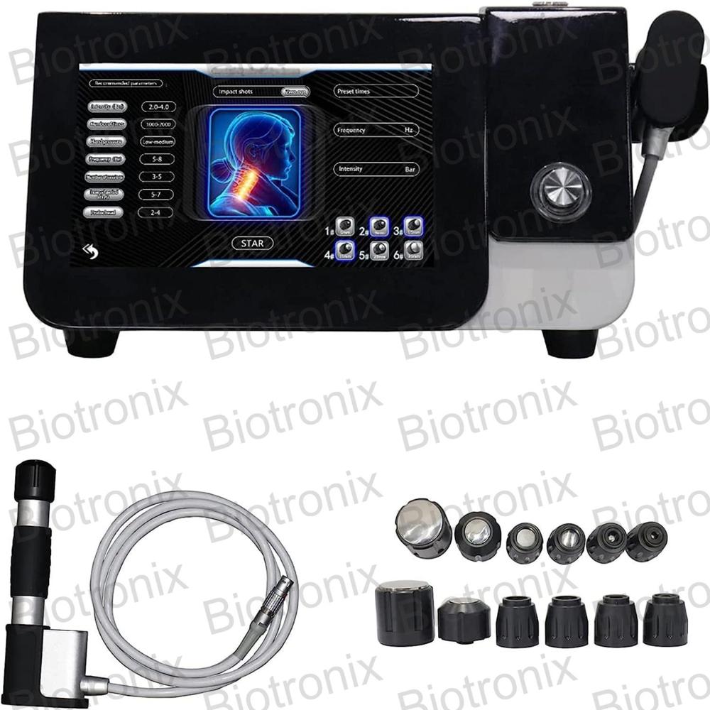 Adjustable Intensity Pneumatic Shockwave Therapy Device Black For Professional Use