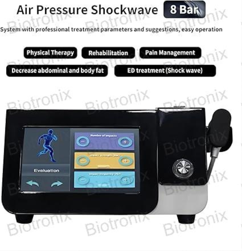 Adjustable Intensity Pneumatic Shockwave Therapy Device Black For Professional Use