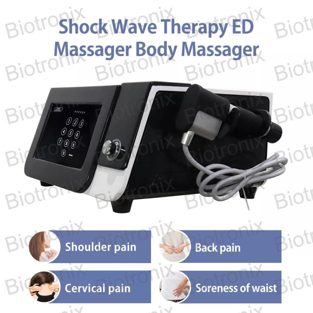 Black Pneumatic Shockwave Therapy Machine for Pain Relief, Muscle Recovery, and ED Treatment