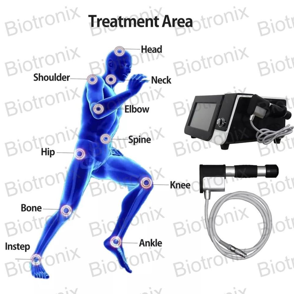 Black Pneumatic Shockwave Therapy Machine for Pain Relief, Muscle Recovery, and ED Treatment