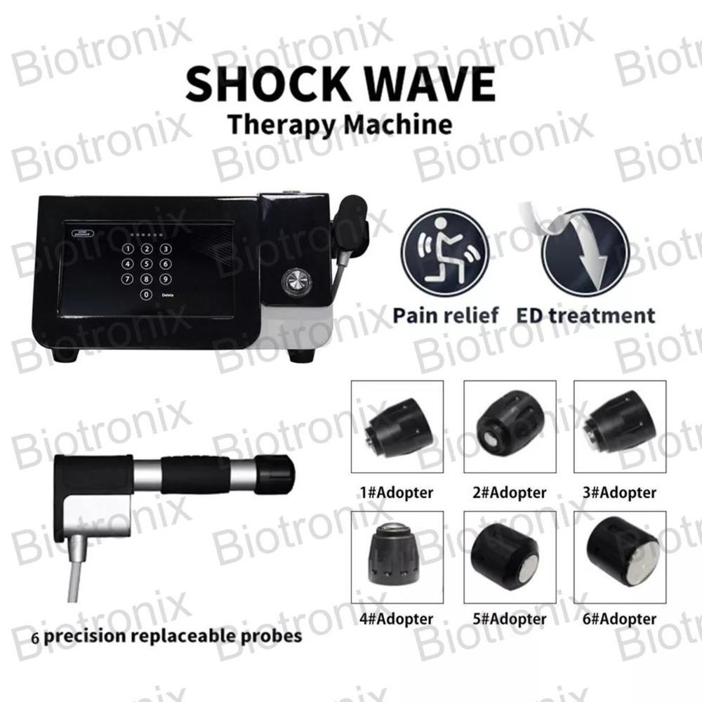 Black Pneumatic Shockwave Therapy Machine for Pain Relief, Muscle Recovery, and ED Treatment