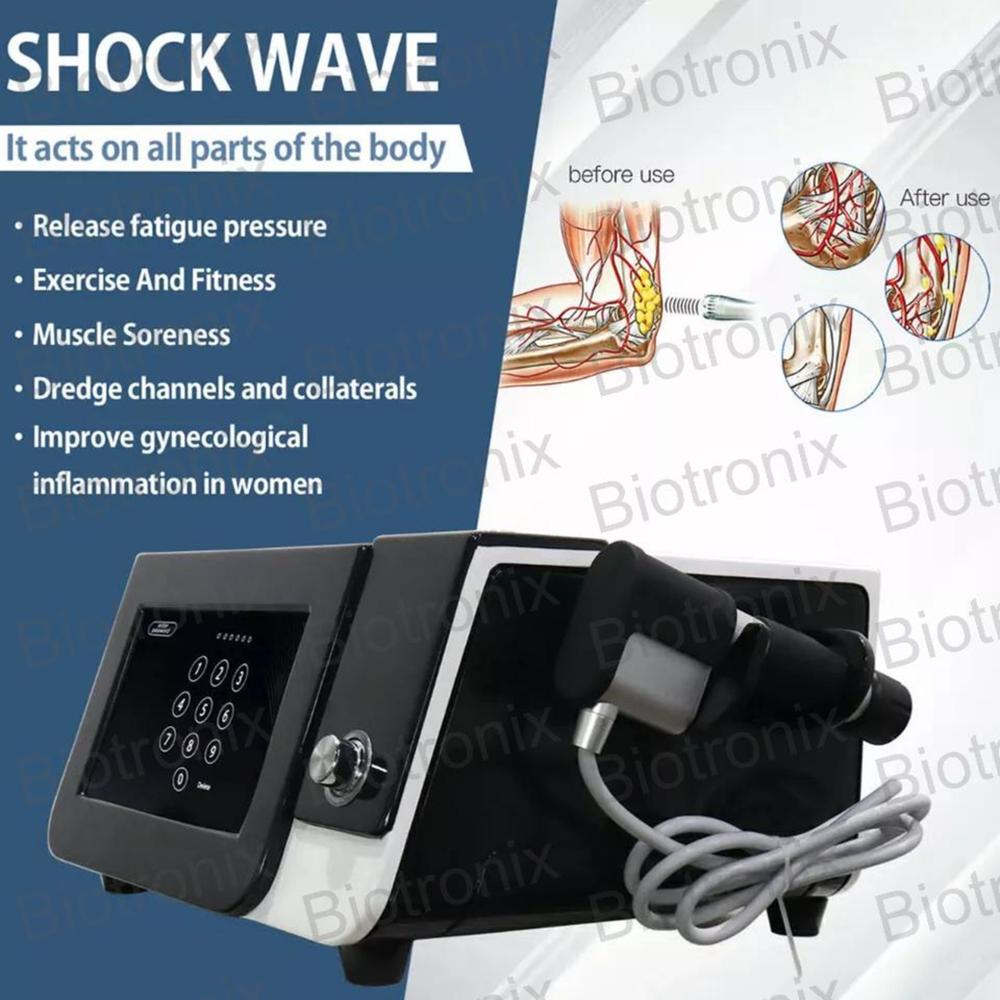 Black Pneumatic Shockwave Therapy Machine for Pain Relief, Muscle Recovery, and ED Treatment