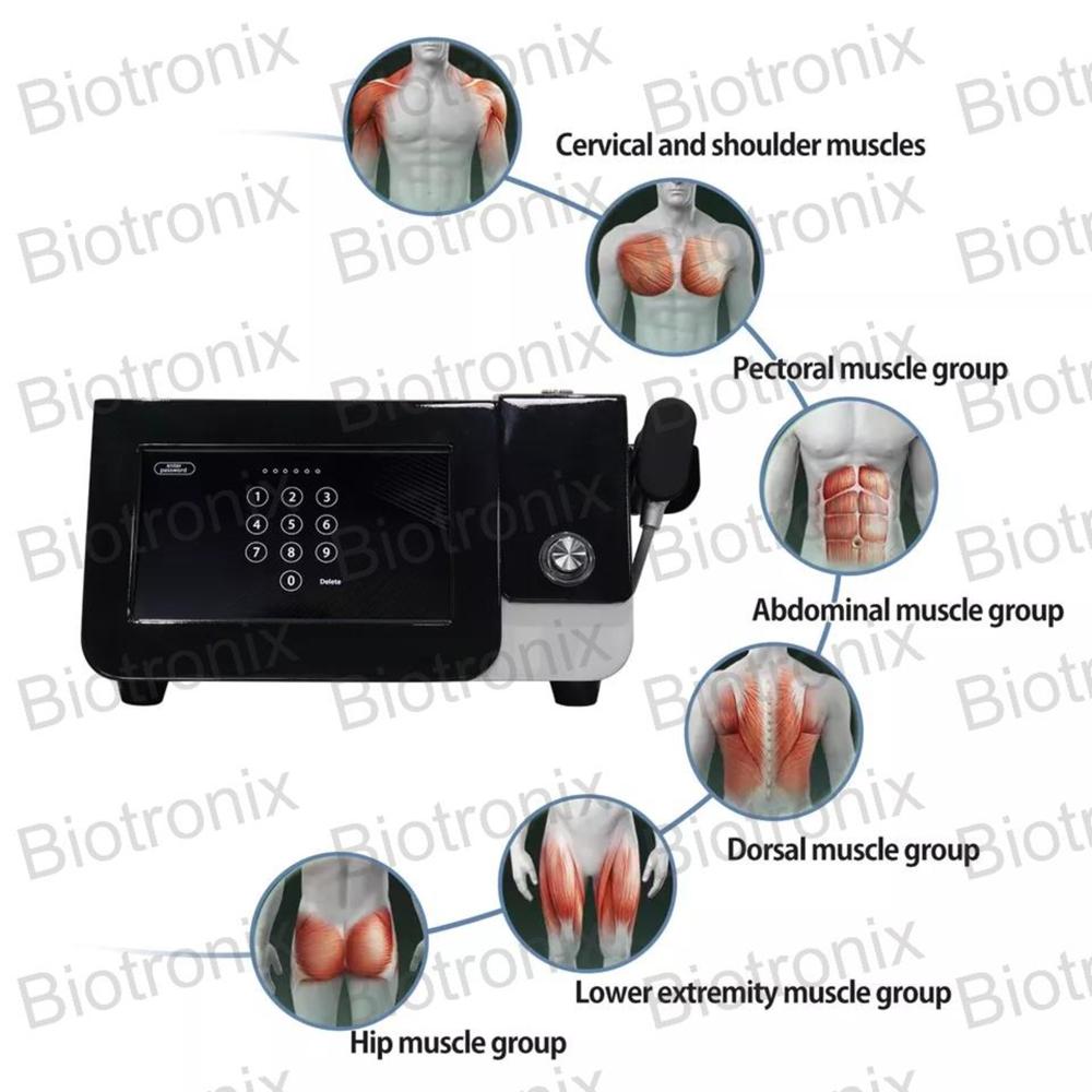 Black Pneumatic Shockwave Therapy Machine for Pain Relief, Muscle Recovery, and ED Treatment