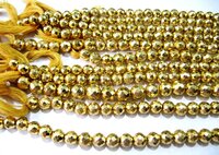 Natural Golden Pyrite Round Faceted Beads 6mm