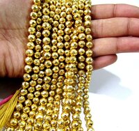 Natural Golden Pyrite Round Faceted Beads 6mm